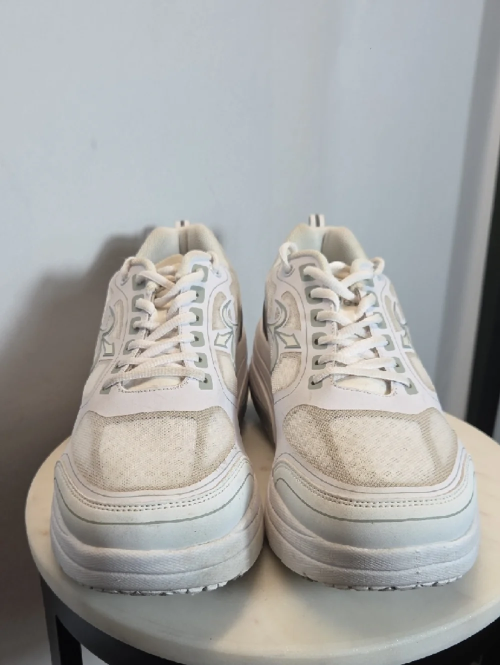Womens Platform Sneakers in White and Sage Size 10 - Picture 2 of 9